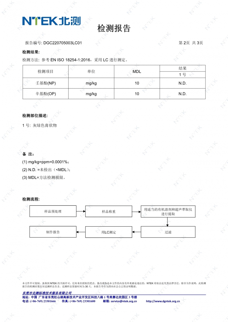 罗小黑亮光美缝壬基酚辛基酚检测报告